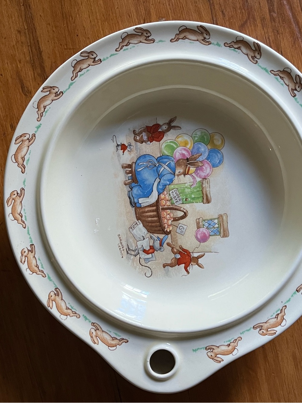 Vintage Bunnykins Mid-Century 1957-1975 Porcelain "Family Picture" Oval Bowl - Picture 3 of 7